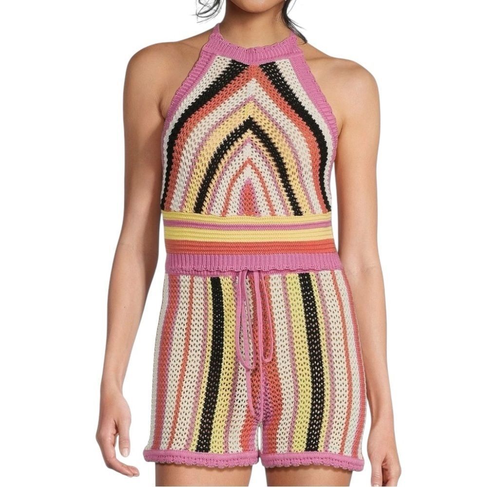 Chelsea & Violet 2 Piece Crochet Halter Top and Shorts Set